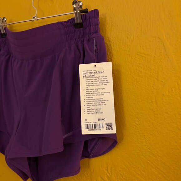 Lululemon Hotty Hot HR Short 2.5” Lined - College Purple - Size 10 - NWT - Picture 3 of 5